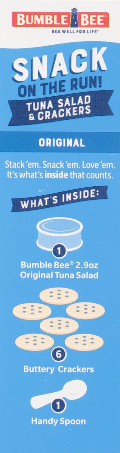Bumble Bee Snack On The Run Tuna Salad with Crackers Kit, 3.5 oz (Pack of 3) - Ready to Eat, Spoon Included - Wild Caught Tuna - Shelf Stable & Convenient Protein Snack