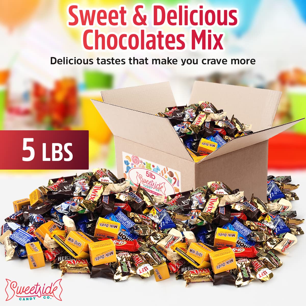 Chocolate Candy Variety Pack - Assorted Bulk Chocolate Mix - Movie Night Supplies, Gift, Snack Food Gift, Office Candy Assortment- Gift Bag for Birthday Party, Kids, College Students & Adults (5 LBS)