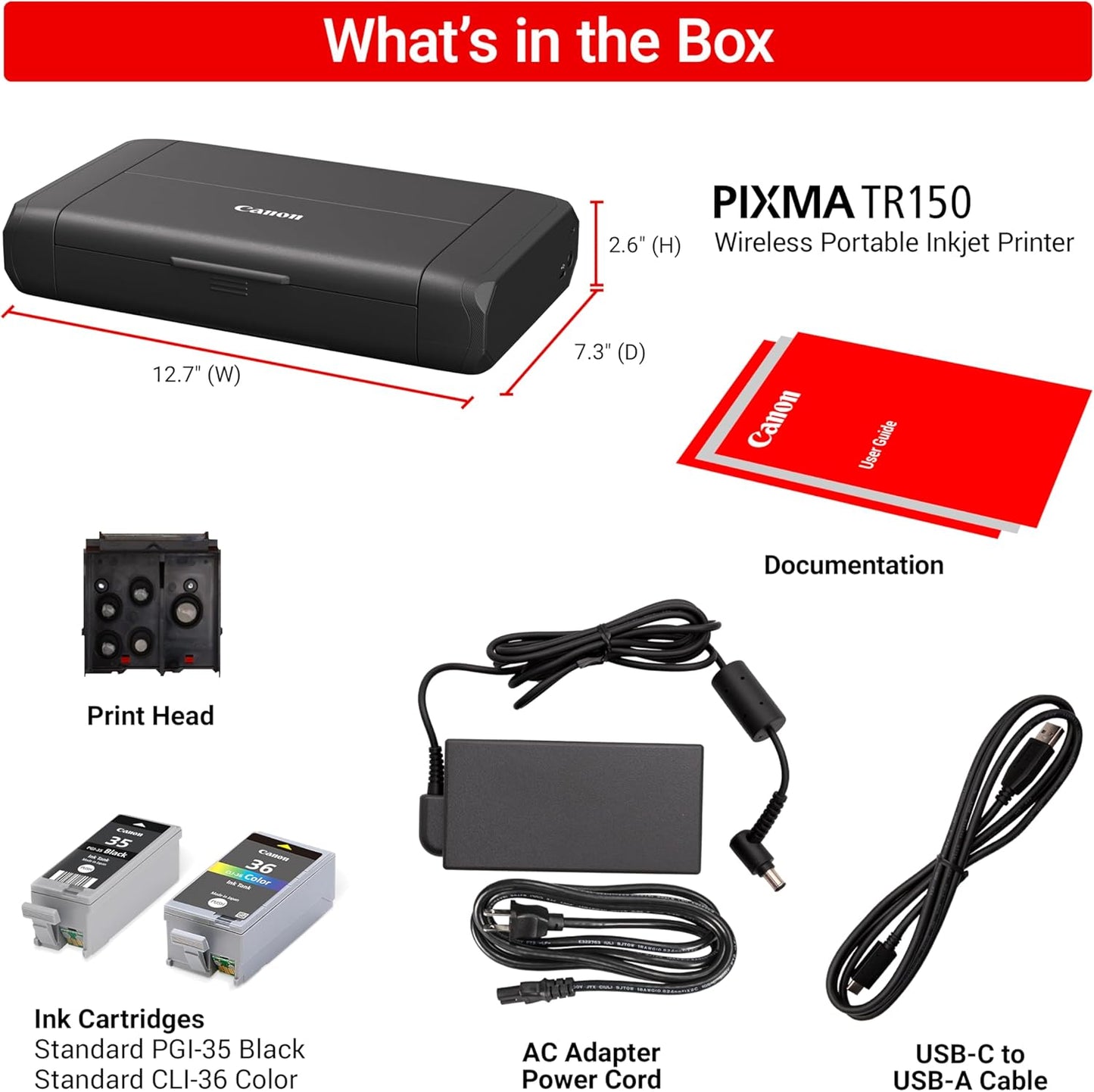 Canon PIXMA TR150 Wireless Portable Printer