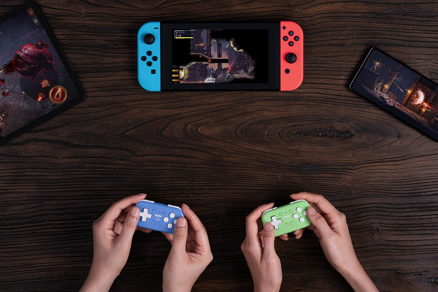 8Bitdo Micro Bluetooth Gamepad Pocket-sized Mini Controller for Switch, Android, and Raspberry Pi, Supports Keyboard Mode (Blue)