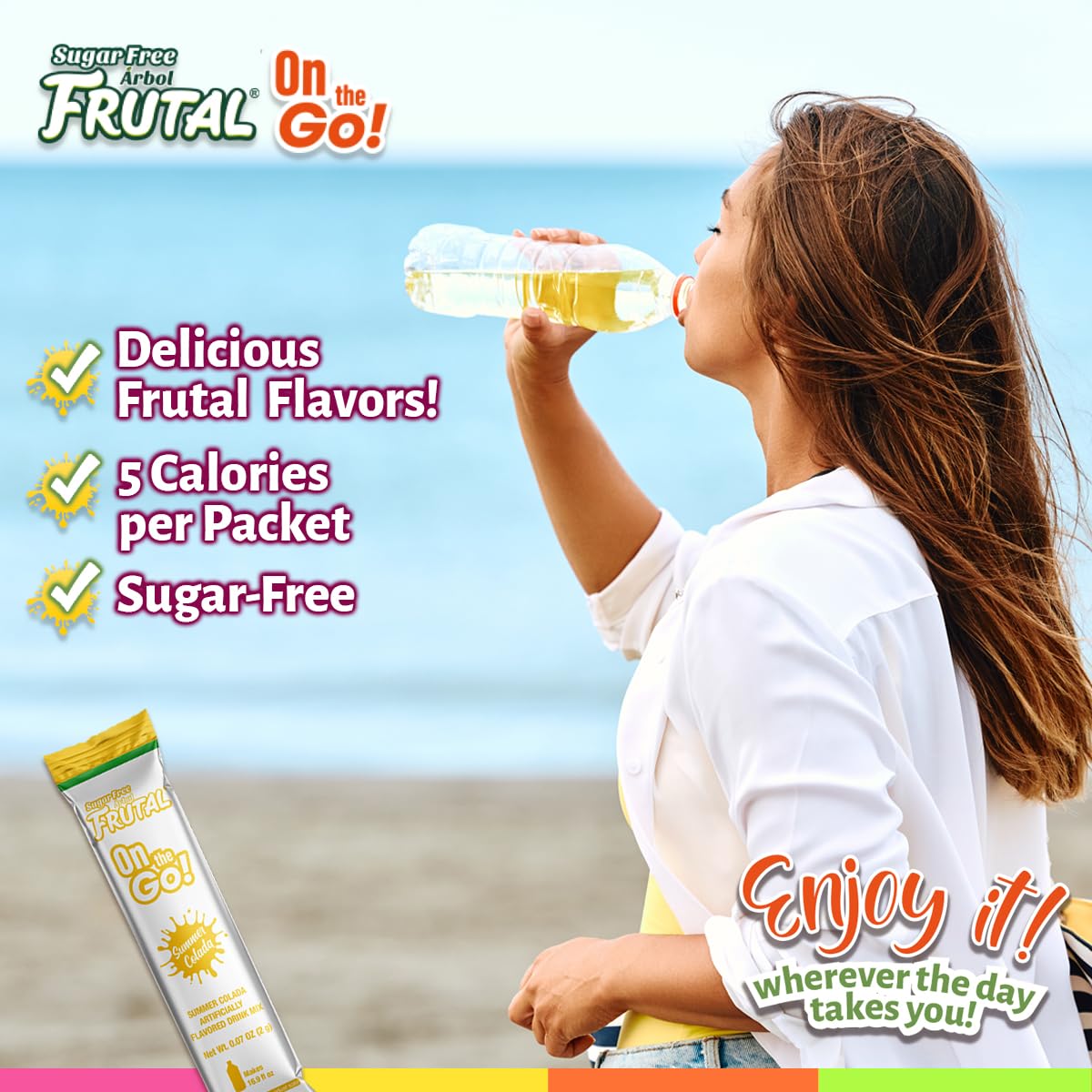 Frutal On-The-Go! | Powdered Drink Mix Pina Colada - Flavored Sugar Free! – Single Serve On The Go! - Powder Sticks Packets (30 Count of Stick Packs)
