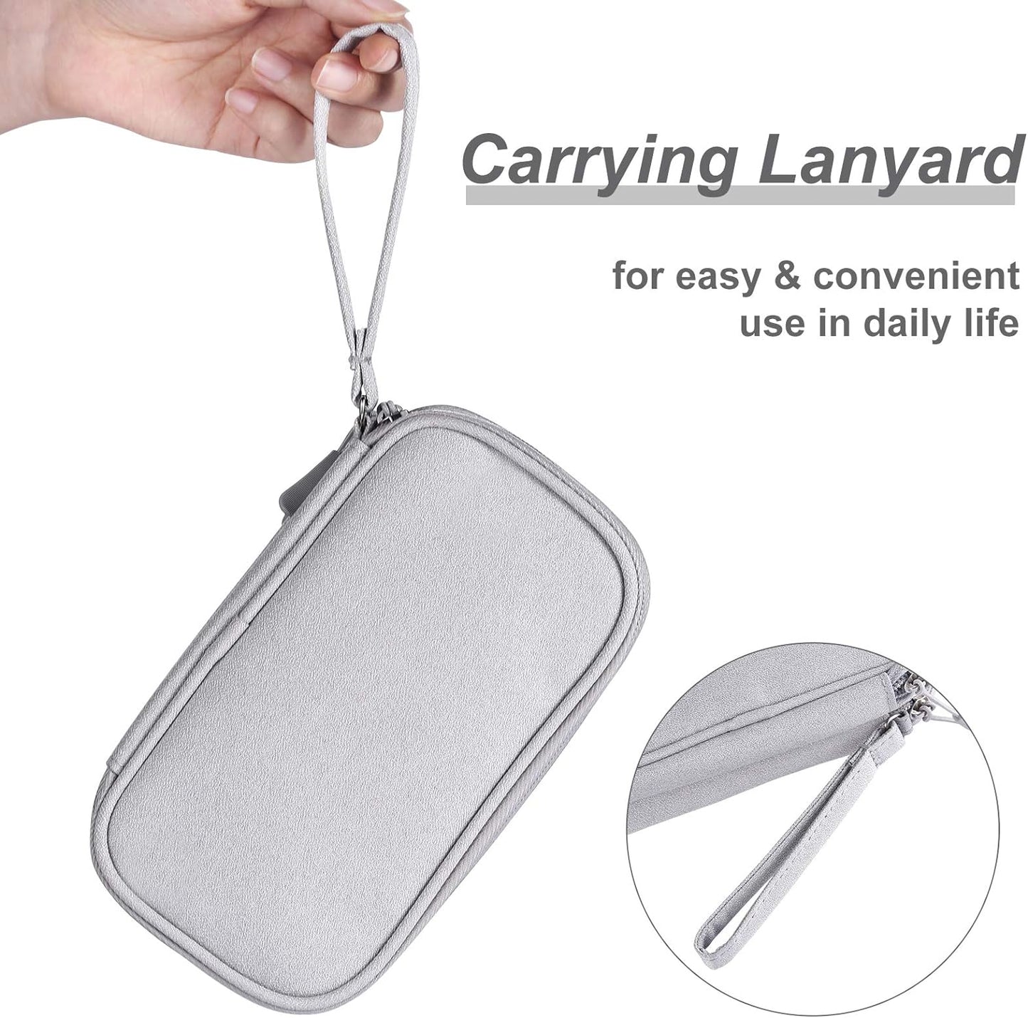 Electronics Accessories Organizer Pouch Bag, Designed for Power Adapter/Charger/Cables/Mouse, for Travel (Light Grey)