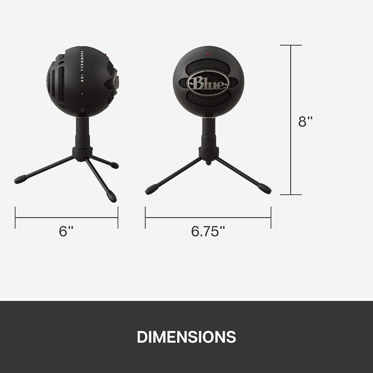 Blue Snowball iCE USB Microphone for PC, Mac, Gaming, Recording, Streaming, Podcasting, with Cardioid Condenser Mic Capsule, Adjustable Desktop Stand and USB Cable, Plug 'n Play - Black