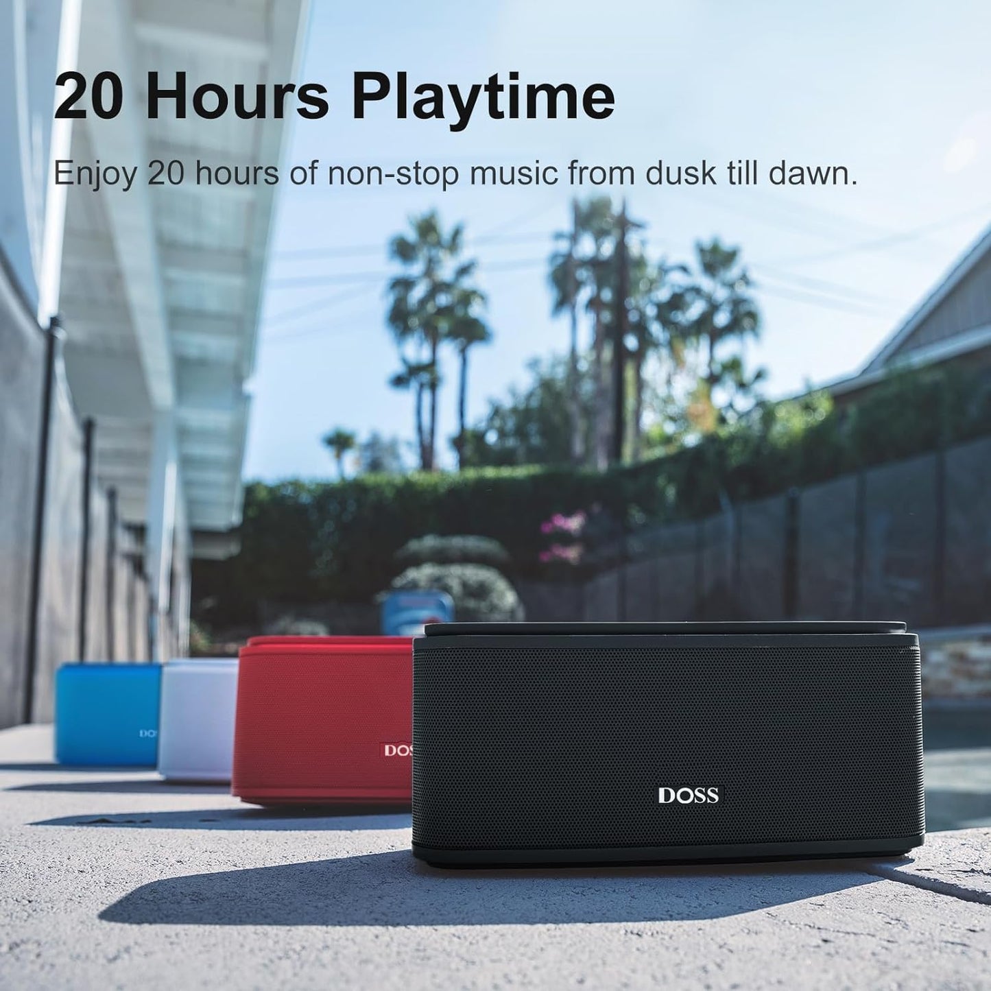 DOSS SoundBox Touch Wireless Bluetooth Speaker with 12W HD Sound and Bass, IPX5 Waterproof, 20H Playtime, Touch Control, Bluetooth 5.0, Handsfree, Speaker for Office, Home, Outdoor, Travel-Upgraded