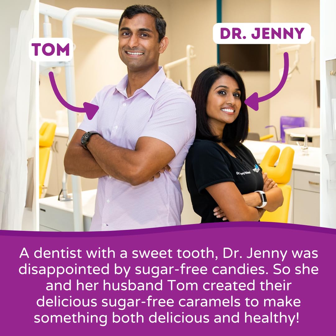 Tom & Jenny's Sugar Free Candy Soft Caramels Individually Wrapped - Sea Salt & Vanilla - Low Net Carb Zero Sugar Candy with Xylitol & Maltitol (Classic Chewy Sugar Free Caramel) Keto Candy 1 Pack