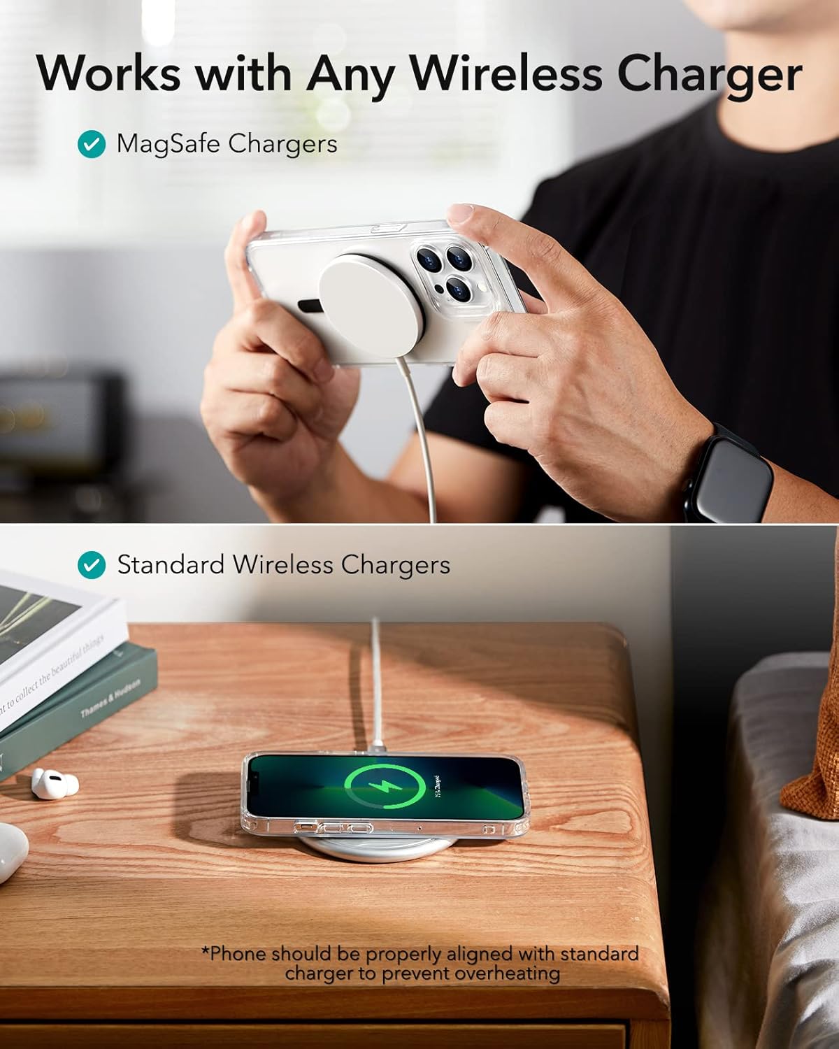 ESR for MagSafe Sticker 360, MagSafe Ring Magnet (HaloLock), 2 Pack Magnetic Ring, Universal Magnetic Wireless Charger Conversion Kit for iPhone 16/15/14/13/12/11, Galaxy S23/S22/S21 and More, Black