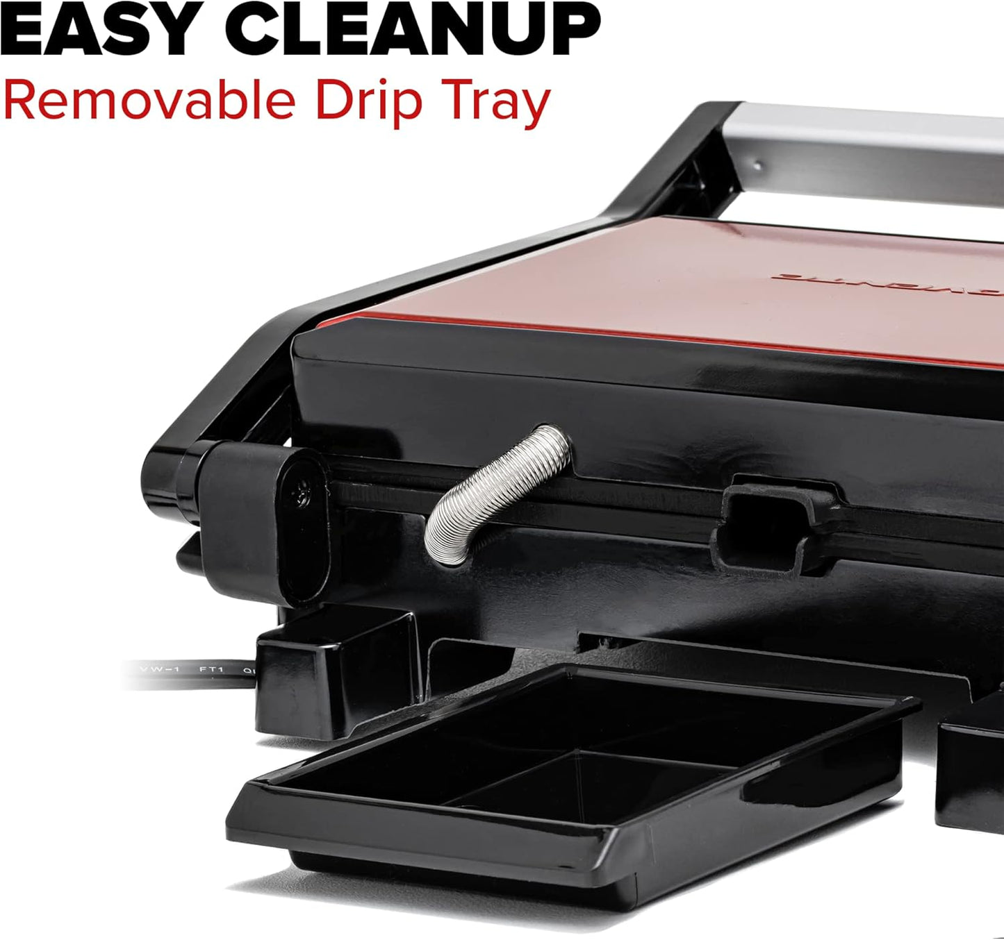 OVENTE Electric Panini Press Sandwich Maker with Non-Stick Coated Plates, Opens 180 Degrees to Fit Any Type or Size of Food, 1000W Indoor Grill Perfect for Quesadillas, Burgers & More, Red GP0620R