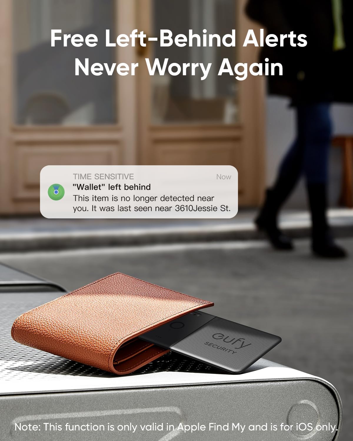 eufy SmartTrack Card E30 (Black, 1-Pack), Rechargeable, Works with Apple Find My (iOS Only), Bluetooth Tracker, Perfect for Wallet, Passport, and Laptop, Water Resistant. (Android not Supported)