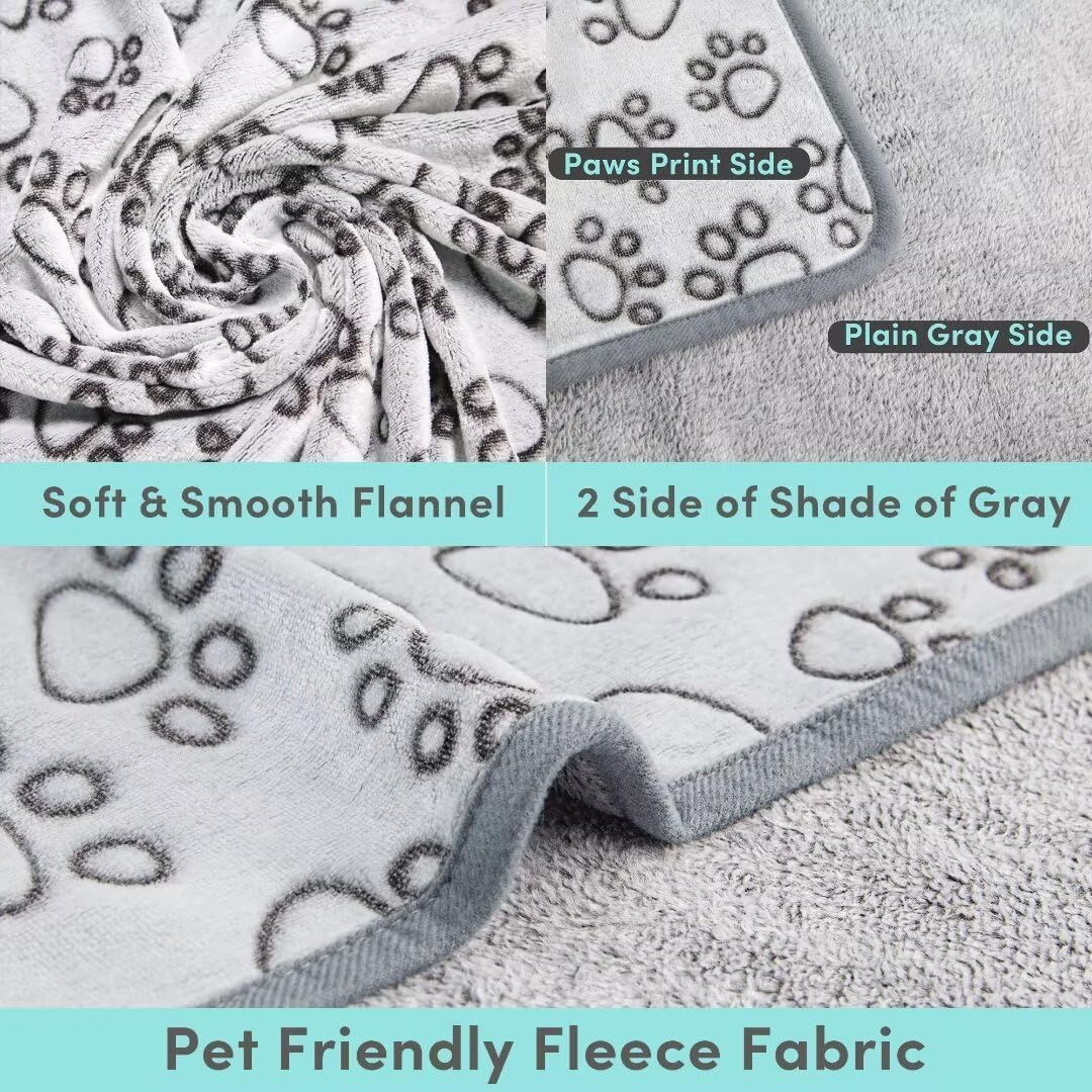 Stuffed® Premium Soft Dog Blanket Washable, 40"x32" Cat Blanket for Indoor Cats Large Medium Small Dog Gifts (Grey)