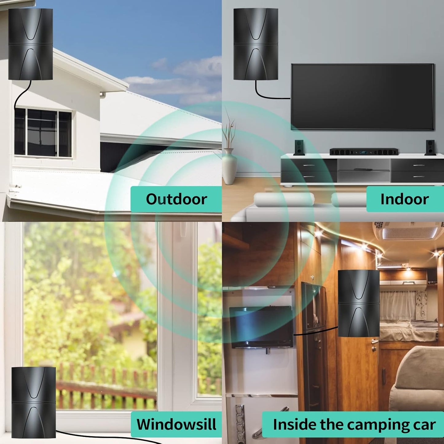 2024 Updated Amplified TV Antenna,1400 Miles Range Indoor/Outdoor Antenna for Smart TV and All Older TV's,Digital TV Antenna with Thick Coaxial Cable and Amplifier