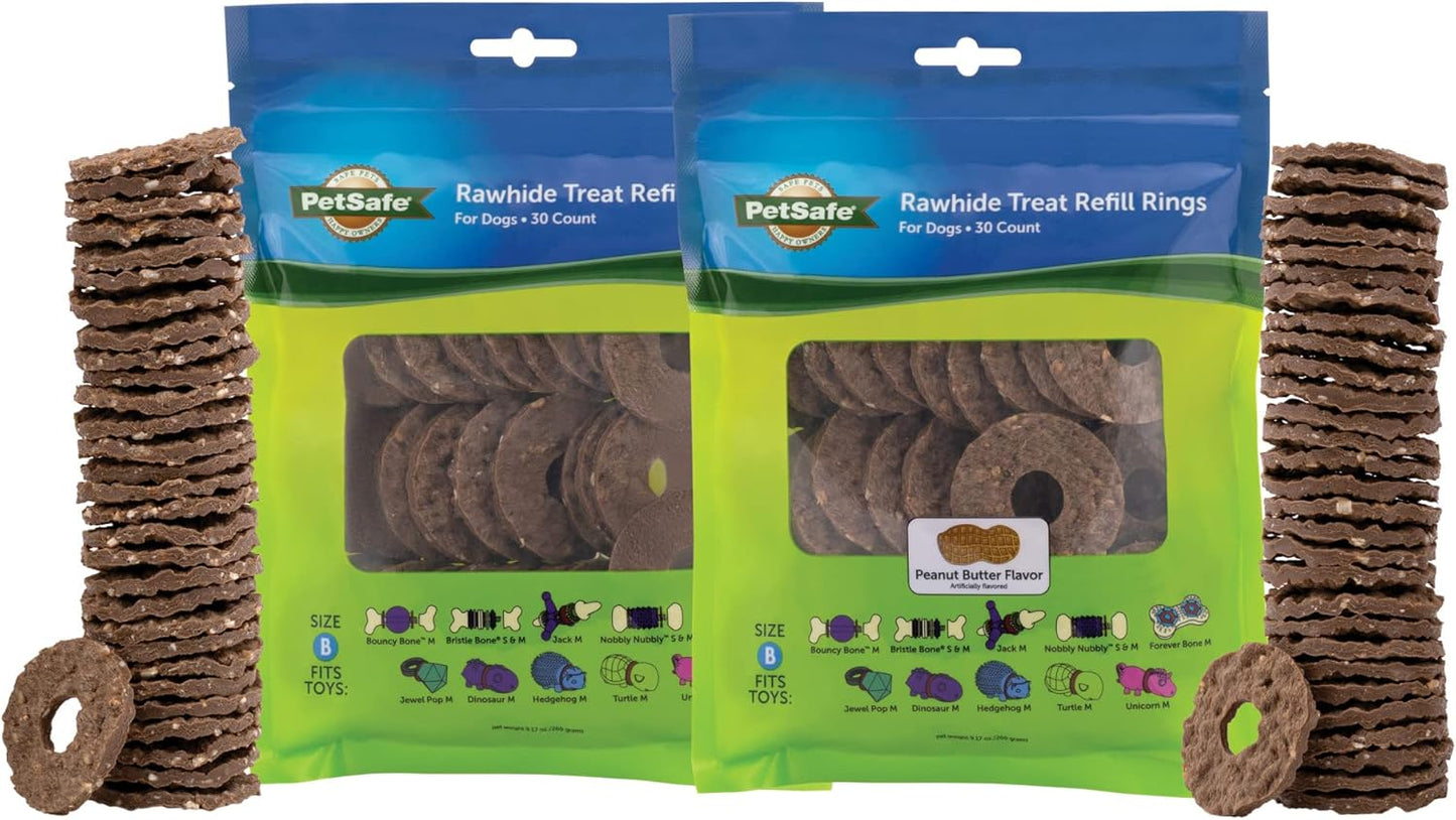 PetSafe Busy Buddy Toys Dog Treat Refills (60 Refills) Dog Treats Medium, Dogs Rawhide and Peanut Butter Flavors, Keeps Your Furry Friend Engaged, Resealable Bag for Freshness, Dog Supplies