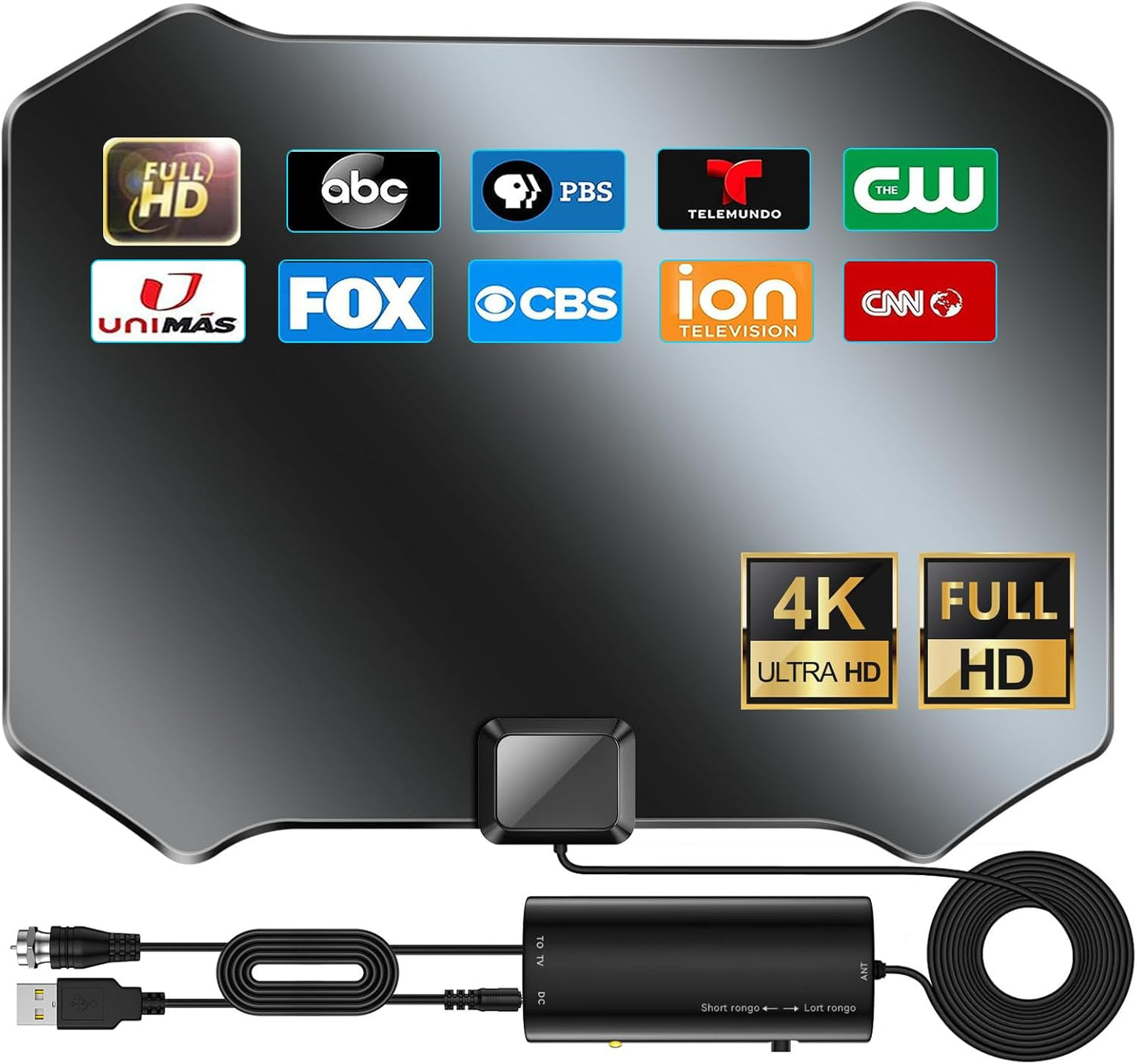 2024 TV Antenna for Smart TV Indoor, TV Antenna for Local Channels, 1000+ Miles Long Range TV Antenna Indoor 360°Reception, Support 8K 4K 1080p HDTV Antenna with 25ft Coaxial Cable