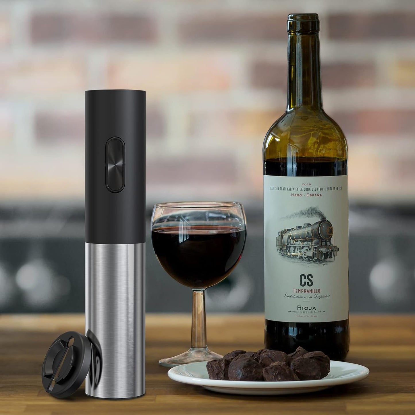 COKUNST Electric Wine Openers, Reusable Wine Bottle Corkscrew Opener with Foil Cutter, Battery Operated Stainless Steel Wine Remover for Home Kitchen Party Bar Restaurant