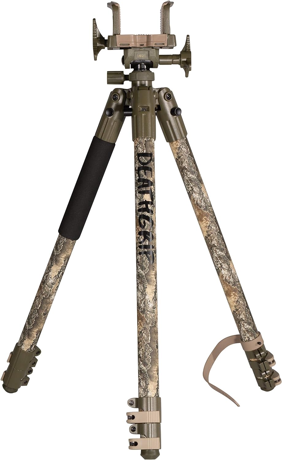 BOG DeathGrip Realtree Excape Camo Tripod with Durable Aluminum Frame, Lightweight, Stable Design, Bubble Level, Adjustable Legs, and Hands-Free Operation for Hunting, Shooting, and Outdoors