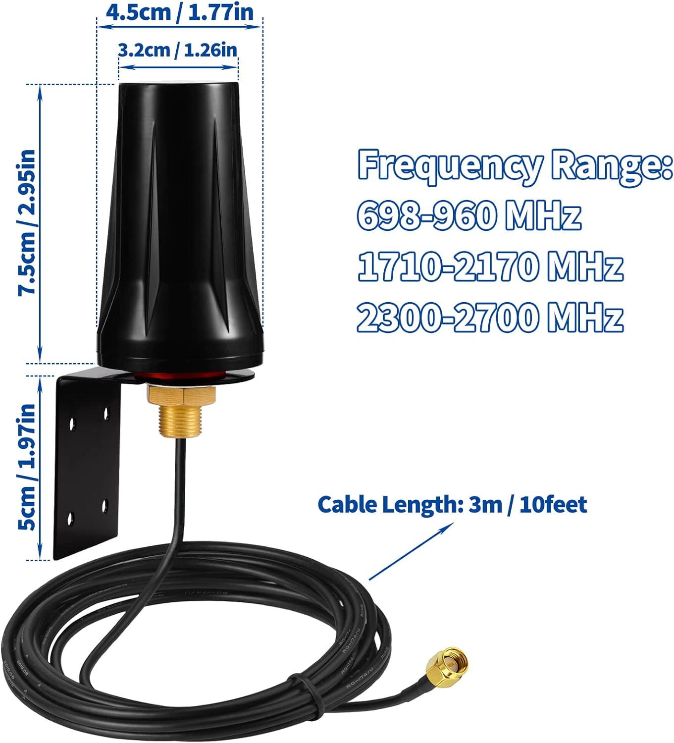 Bingfu 4G LTE Outdoor Wall Mount Waterproof Antenna SMA Male Antenna Compatible with Verizon AT&T T-Mobile Sprint 4G LTE Router Gateway Modem Cellular Trail Camera