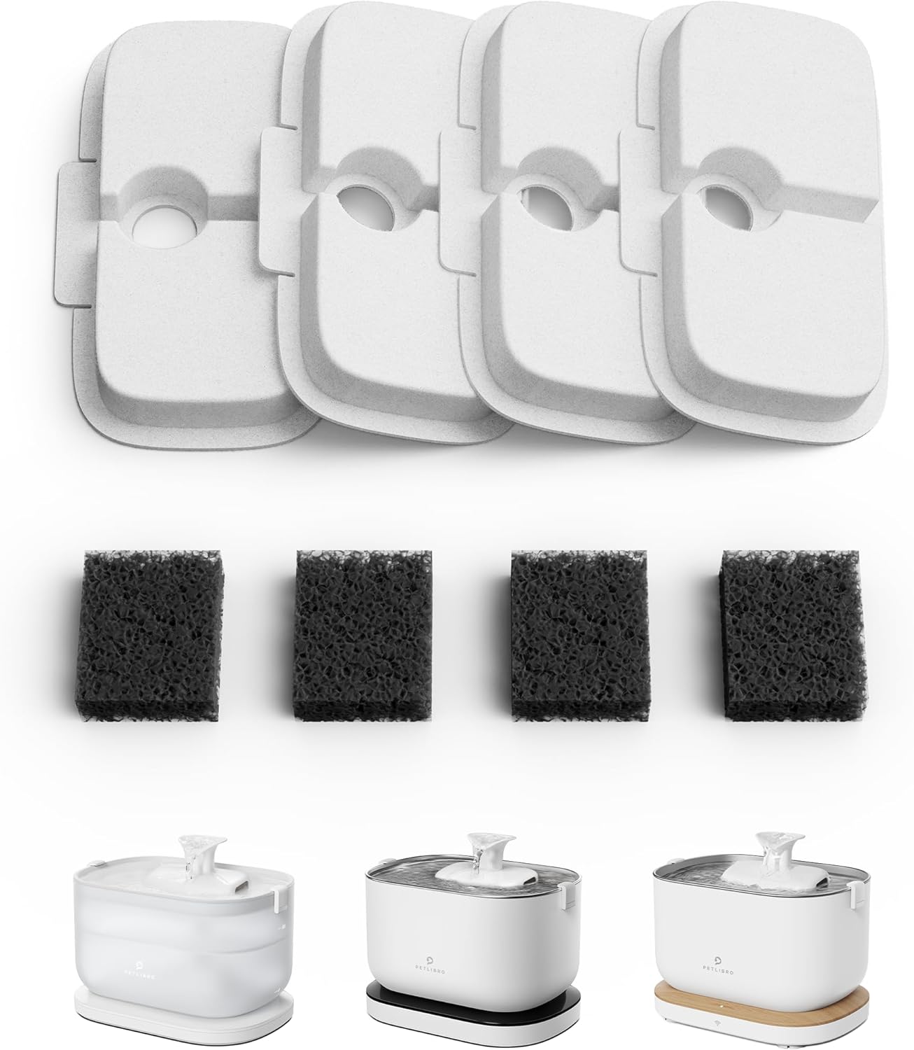 PETLIBRO 4 Packs Replacement Filters for Dockstream Cat Water Fountain PLWF105/PLWF115/PLWF005, 2 Months Set of Replacement Filters for Ultra Quiet Pet Water Fountain