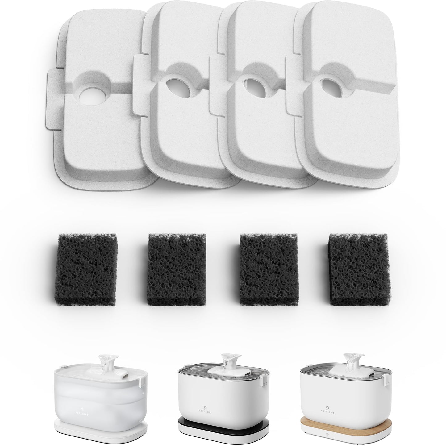 PETLIBRO 4 Packs Replacement Filters for Dockstream Cat Water Fountain PLWF105/PLWF115/PLWF005, 2 Months Set of Replacement Filters for Ultra Quiet Pet Water Fountain