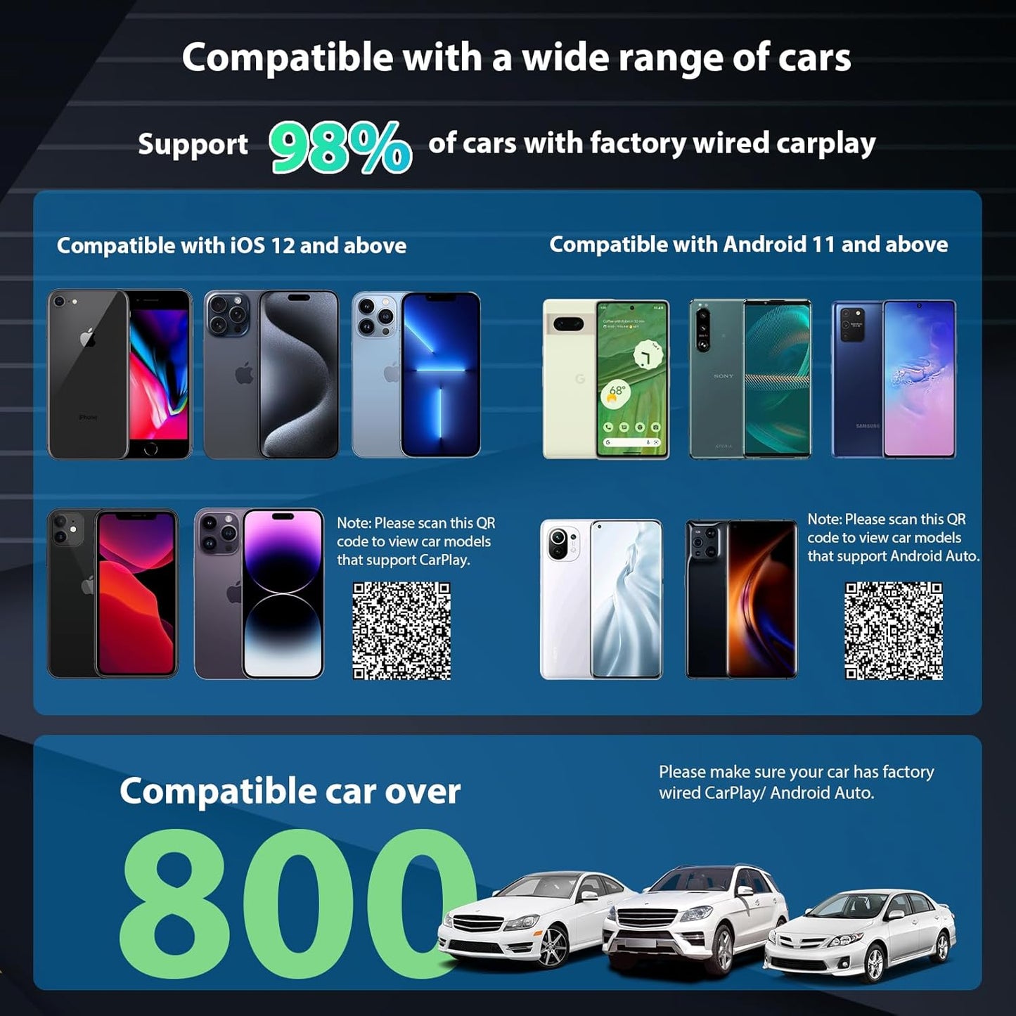 2024 Latest Wireless CarPlay & Android Auto Dongle 2 in 1 Auto Connect Box,USB Type-C Port,Supports Online Updates Wired to Wireless Adapter