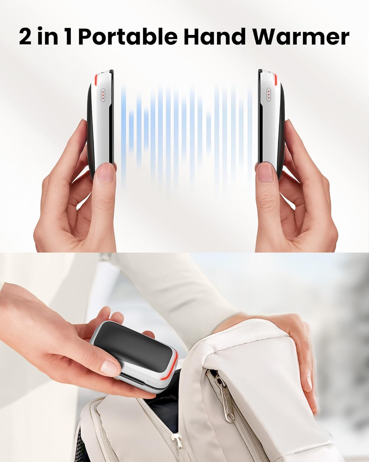 Gaiatop Rechargeable Hand Warmers, Electric Portable Pocket Heater, Reusable Handwarmers, 2 in 1 Hot Hands Gifts for Men Women Boys Girls Kids Raynauds Must Haves 2 Pack