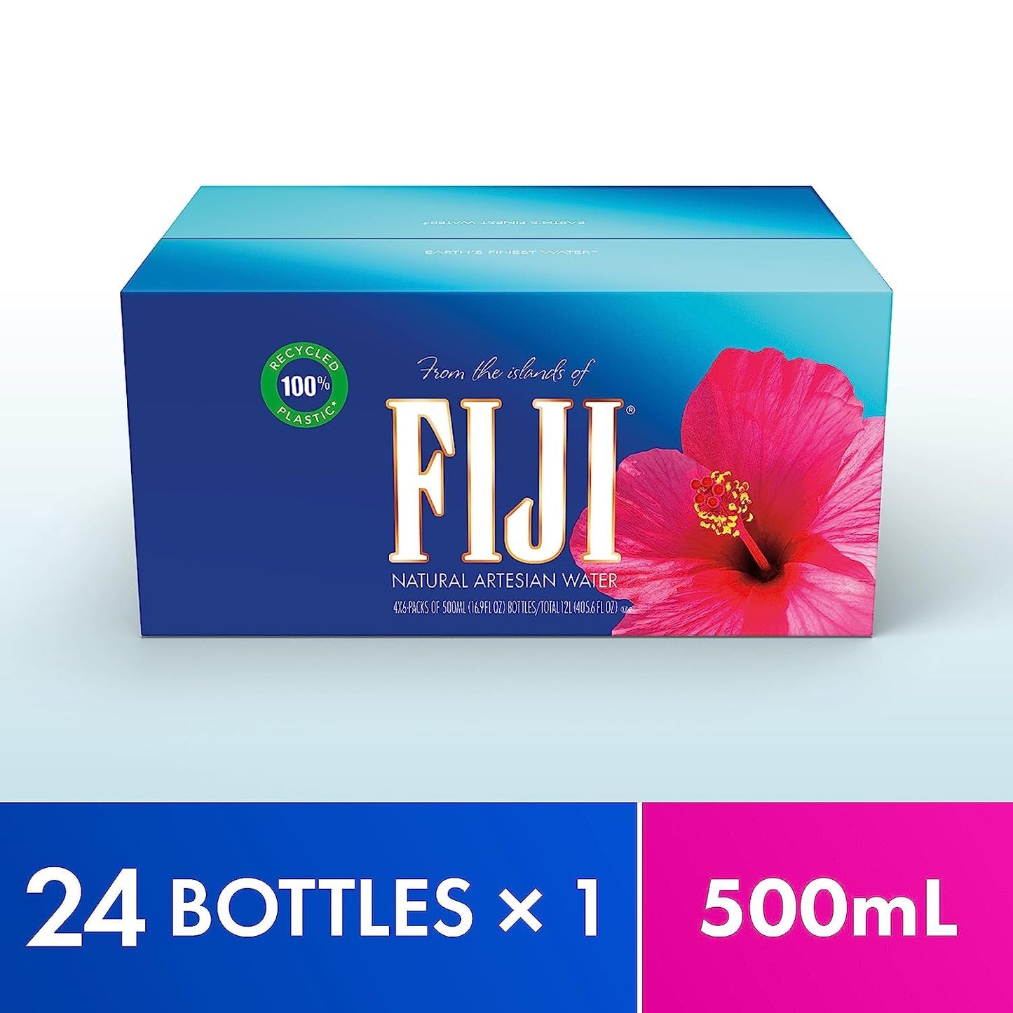 FIJI Natural Artesian Bottled Water 500 mL / 16.9 Fl Oz, 6 Count (Pack of 4)