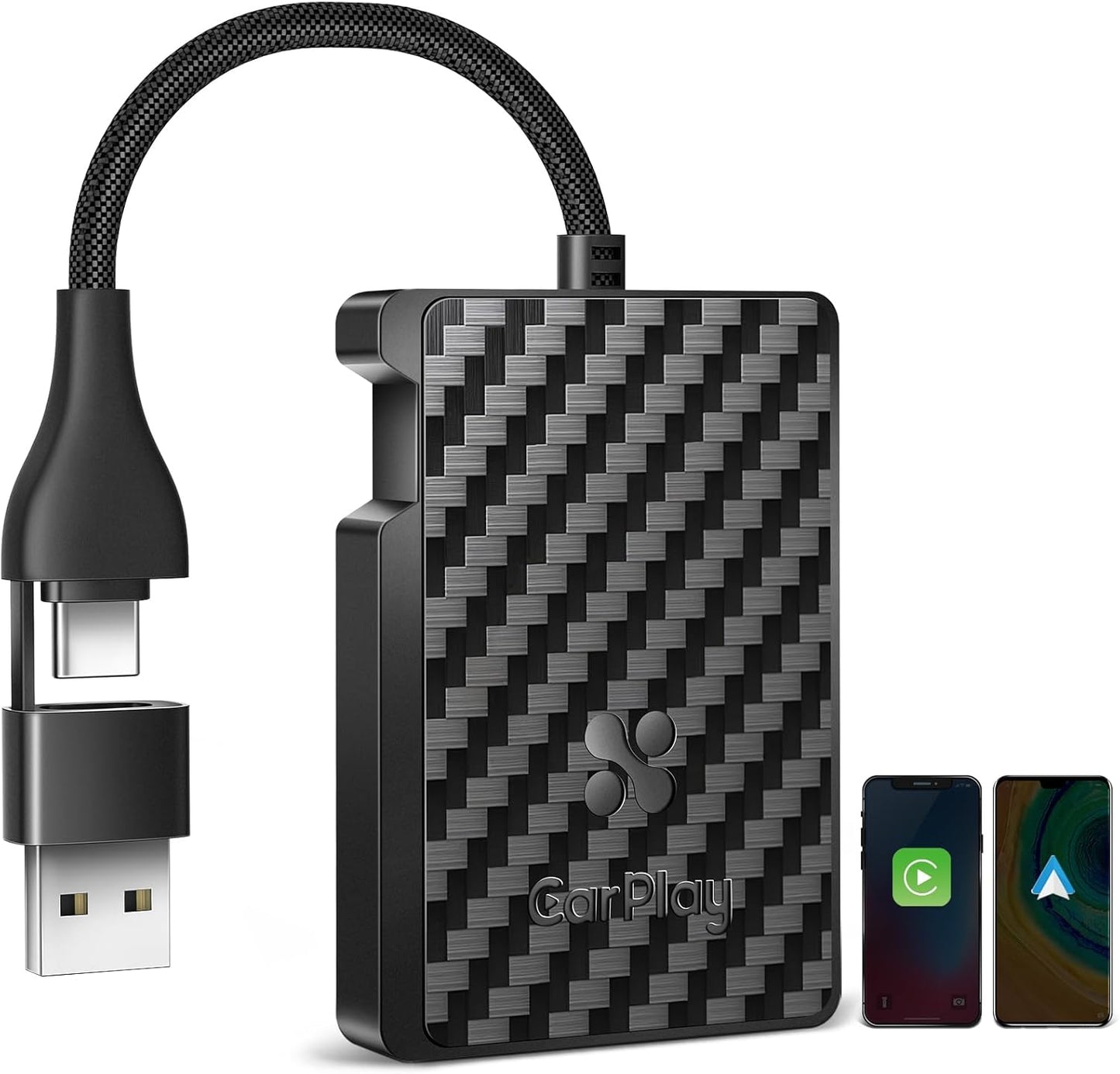 2-in-1 Wireless Carplay Adapter Android Auto Adapter, Convert Wired to Wireless Car Play Adapter Dongle, Plug & Play for Cars, Seamless Control Adapter for iOS 10+/ Android 11+