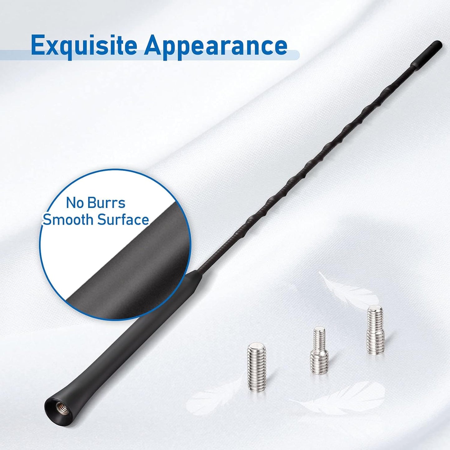 Eightwood Universal Vehicle Antenna Replacement 16 inch, AM FM Roof Mount Car Radio Antenna Mast, Flexible Rubber Antennae with M4 M5 M6 Threaded Adapter