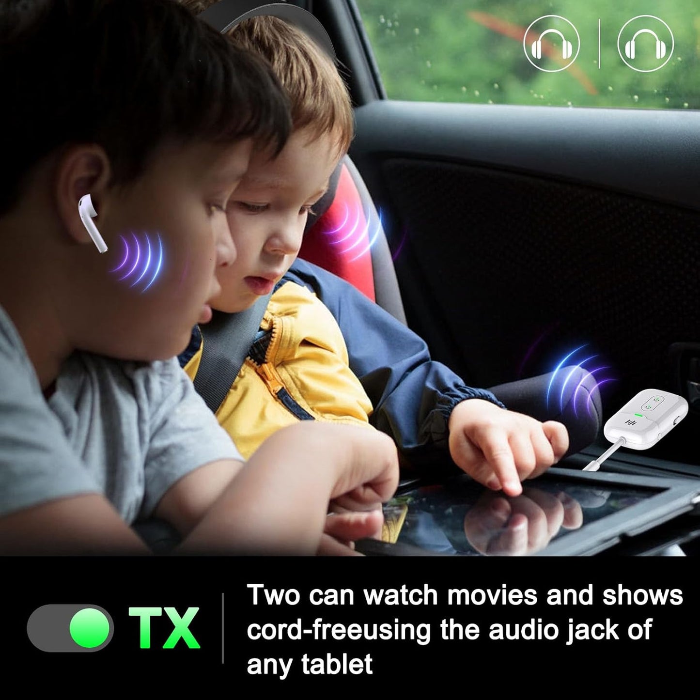 Bluetooth 5.4 Transmitter Receiver,2-in-1 Bluetooth Adapter for Airplane,Bluetooth Transmitter for TV,Gym, Up to 2 AirPods/Headphones,Wireless Audio Adapter with aptX LL for Travel & Home/Car Stereo