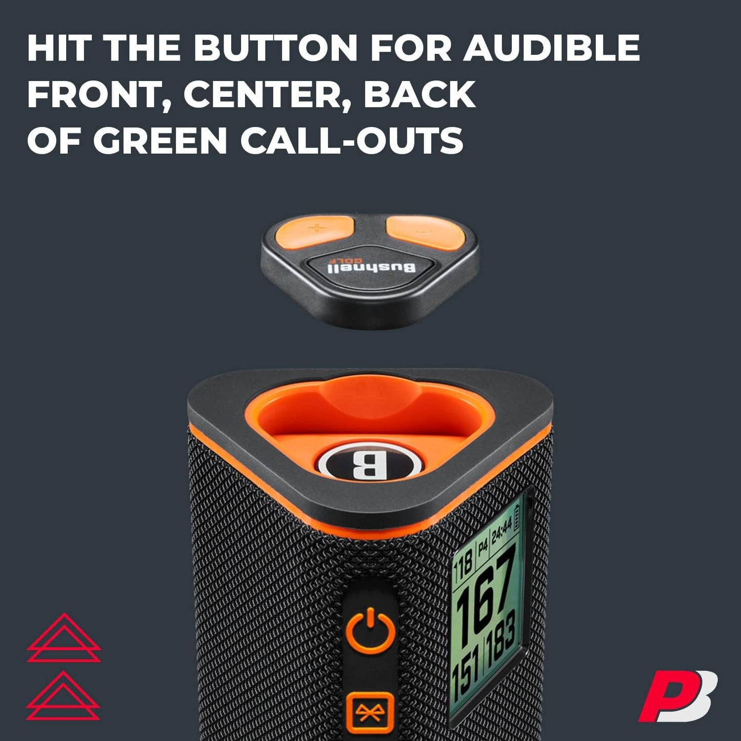 Bushnell Wingman View Golf Speaker Bundle - Easy-to-Read LCD Display, Bluetooth Music & Audible GPS Distances - Includes Wingman View & Protective Wingman Pouch
