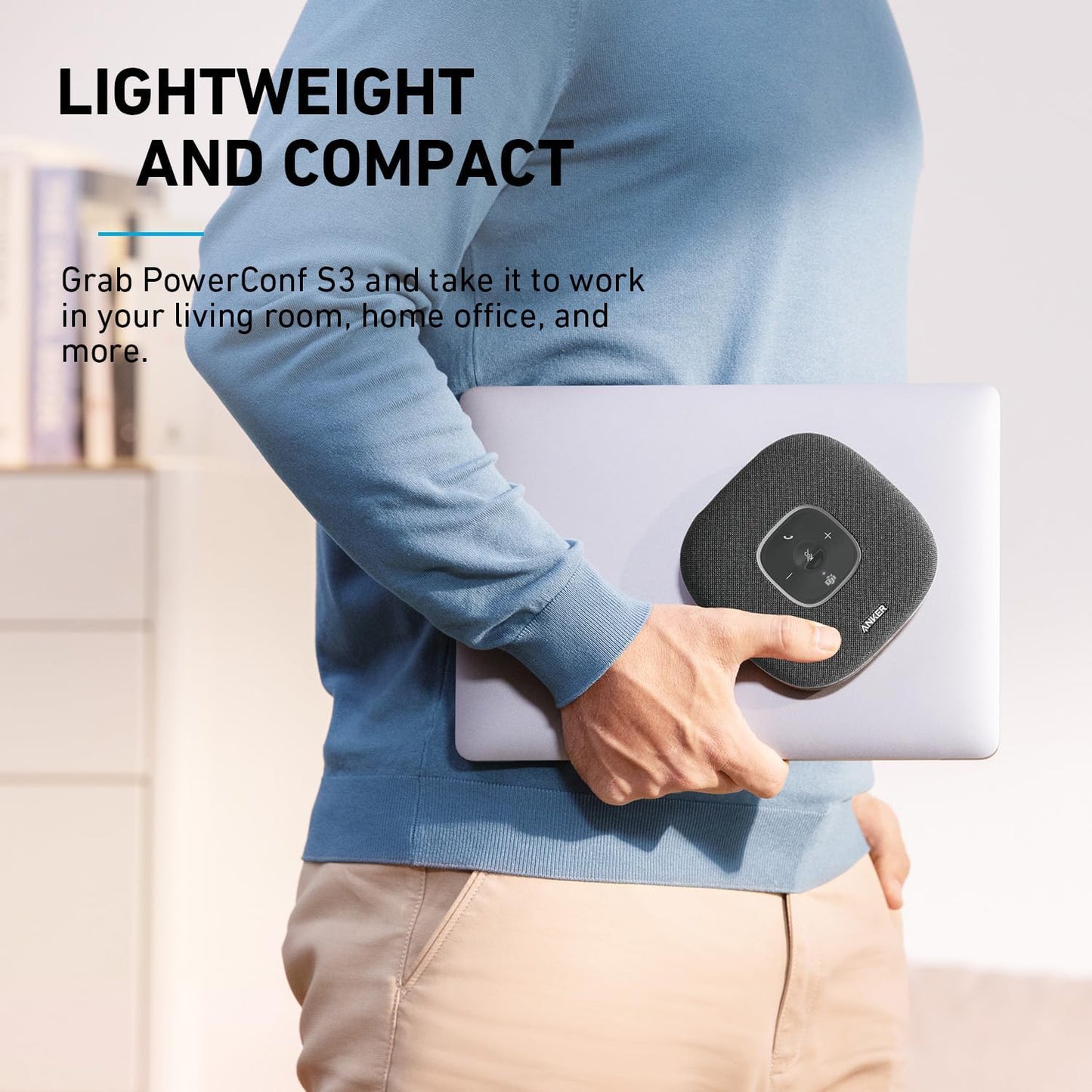 Anker PowerConf S3 MS Speakerphone with Microsoft Teams Certification, 6 Mics, Enhanced Voice Pickup, 24H Call Time, App Control, Bluetooth 5.3, USB C, Compatible with Leading Platforms, Home Office