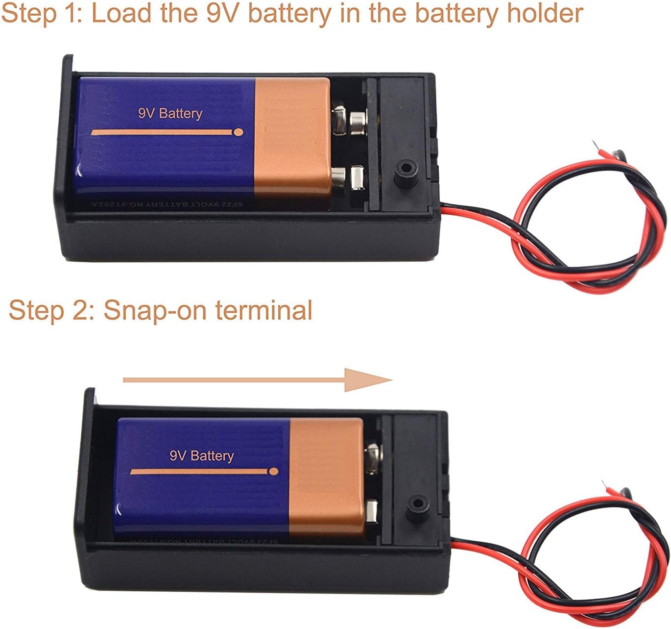 (Pack of 2) 9v Battery Holder, 9 Volt Battery Holder with Switch, 9v Battery Case with Switch