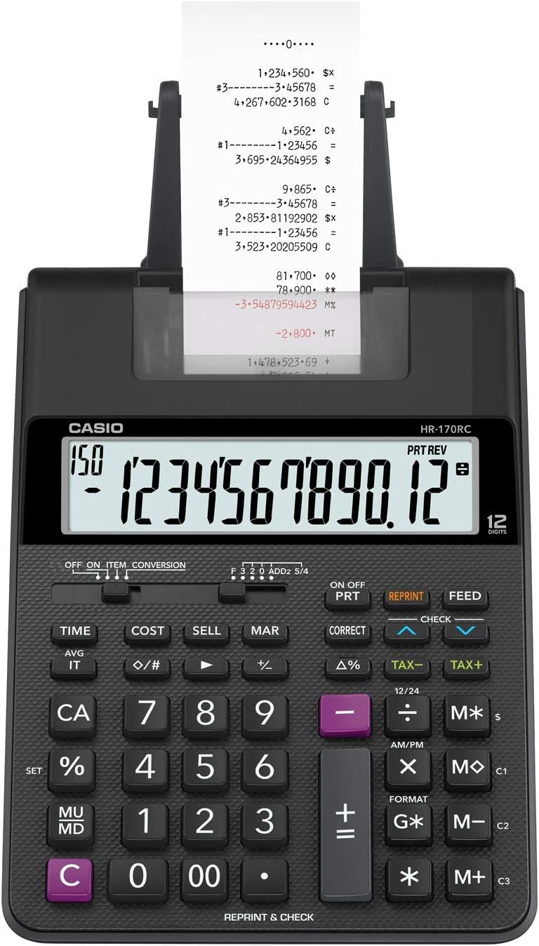 Casio HR-170RC Plus, Desktop Printing Calculator (New Version of The HR-100TM)