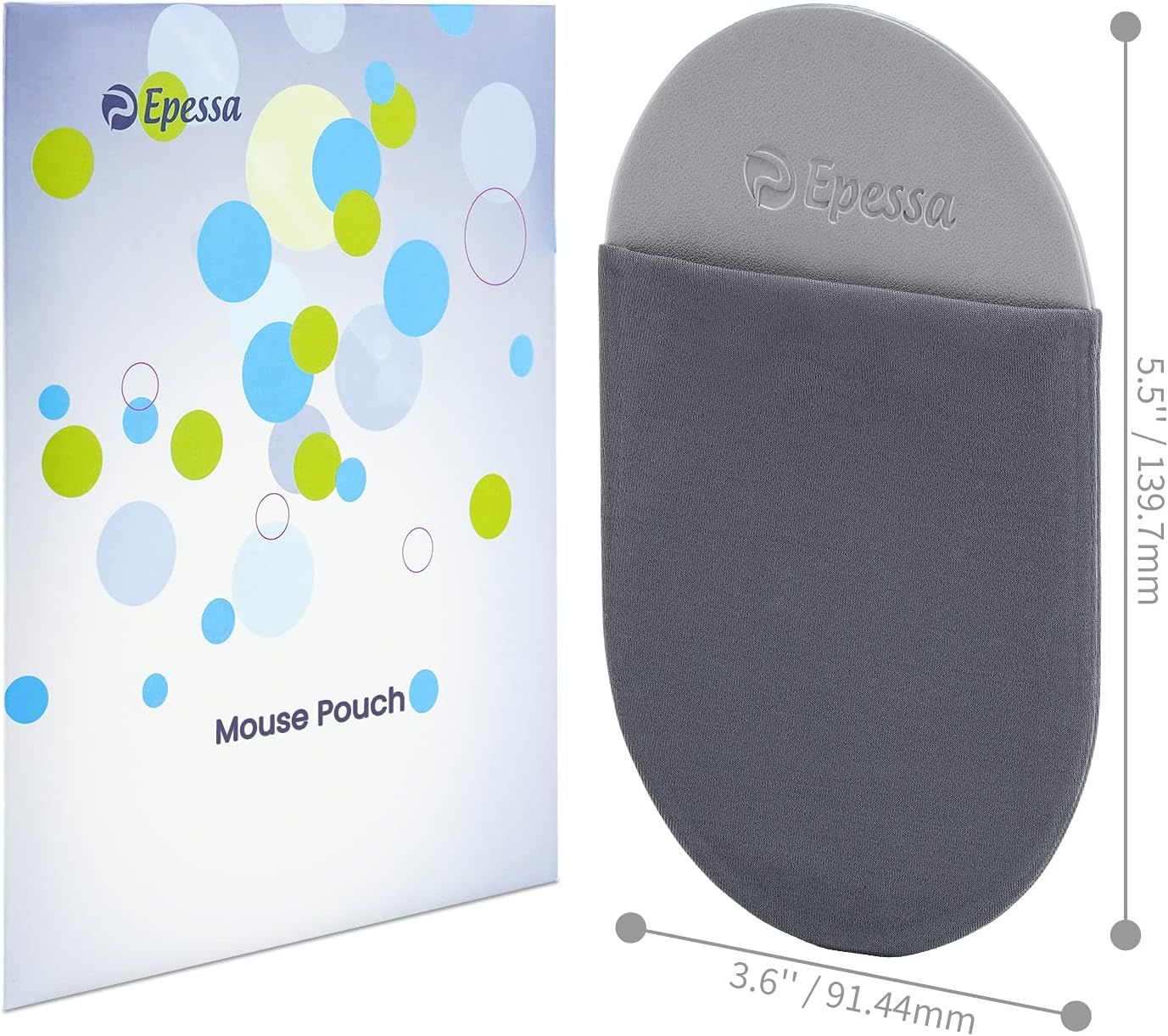 Epessa Universal Stick-On Mouse Pouch, Mouse Holder for Wireless Mouse, Mouse Sleeve for Laptop, Reusable Adhesive, No Glue Residue, Compatible with iPad or MacBook (Grey)