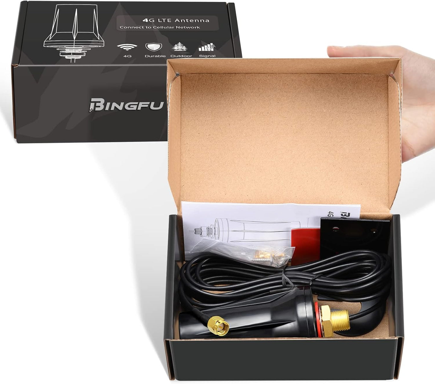 Bingfu 4G LTE Outdoor Wall Mount Waterproof Antenna SMA Male Antenna Compatible with Verizon AT&T T-Mobile Sprint 4G LTE Router Gateway Modem Cellular Trail Camera