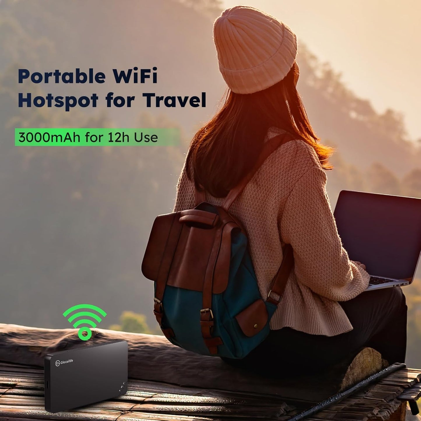 GlocalMe U3 4G LTE Mobile Hotspot Device, Portable WiFi Hotspot for Travel in 200+ Countries, No SIM Card Needed, 10 Connected Devices and Global 1GB Data 30 Days, Pocket WiFi Device (U3 Black)