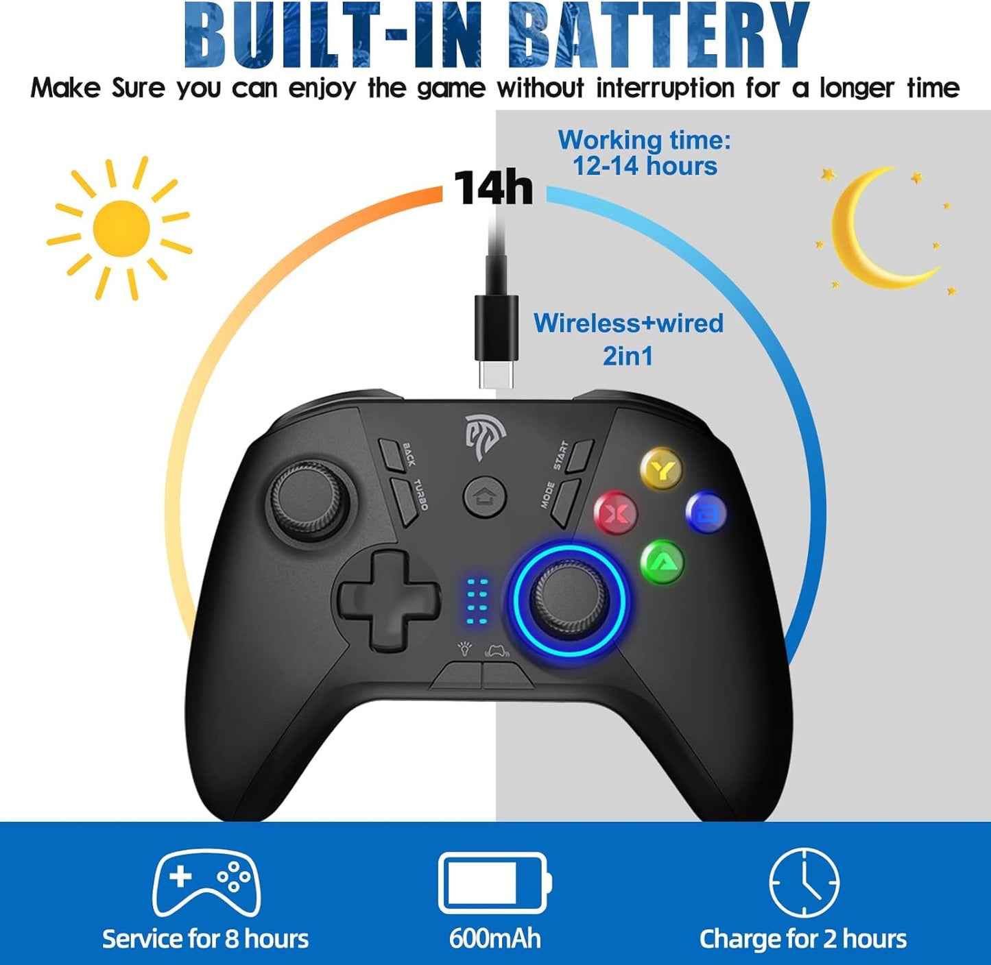EasySMX Wireless Gaming Controller for Windows PC/Steam Deck/PS3/Android TV BOX, Dual Vibrate Plug and Play Gamepad Joystick with 4 Customized Keys, Battery Up to 14 Hours, Work for Nintendo Switch