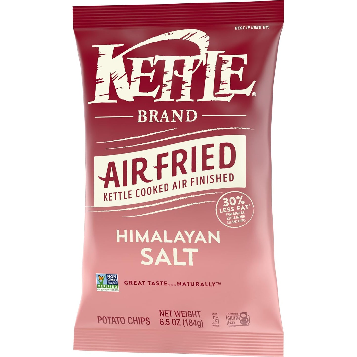 Kettle Brand Potato Chips, Air Fried Himalayan Salt Kettle Chips, 6.5 Oz Bag
