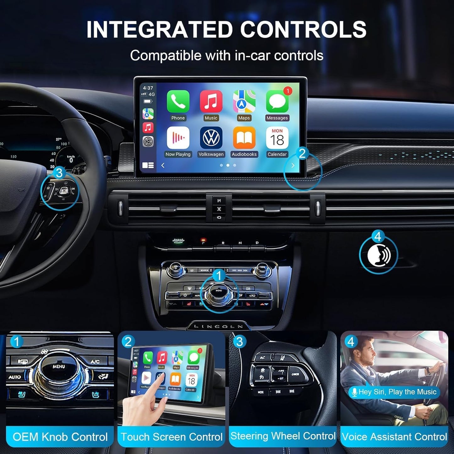 Bolidut 4 in 1 Wireless CarPlay Android Auto Wireless Adapter for iPhone, Upgrade Convert Smart AI Box Fits Netflix YouTube TikTok Stream Media Play Store TF Card for Cars with Wired Carplay (Black)