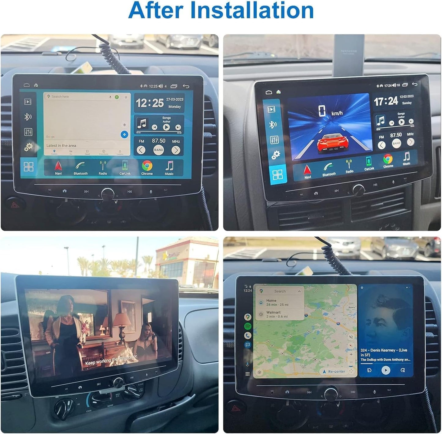 10 Inch Double Din Car Stereo Touchscreen - Detachable Floating QLED Car Radio with Apple Wireless CarPlay, Android Auto, Bluetooth, Live Rear View Camera, 2.1 Channel Audio Multimedia Receivers