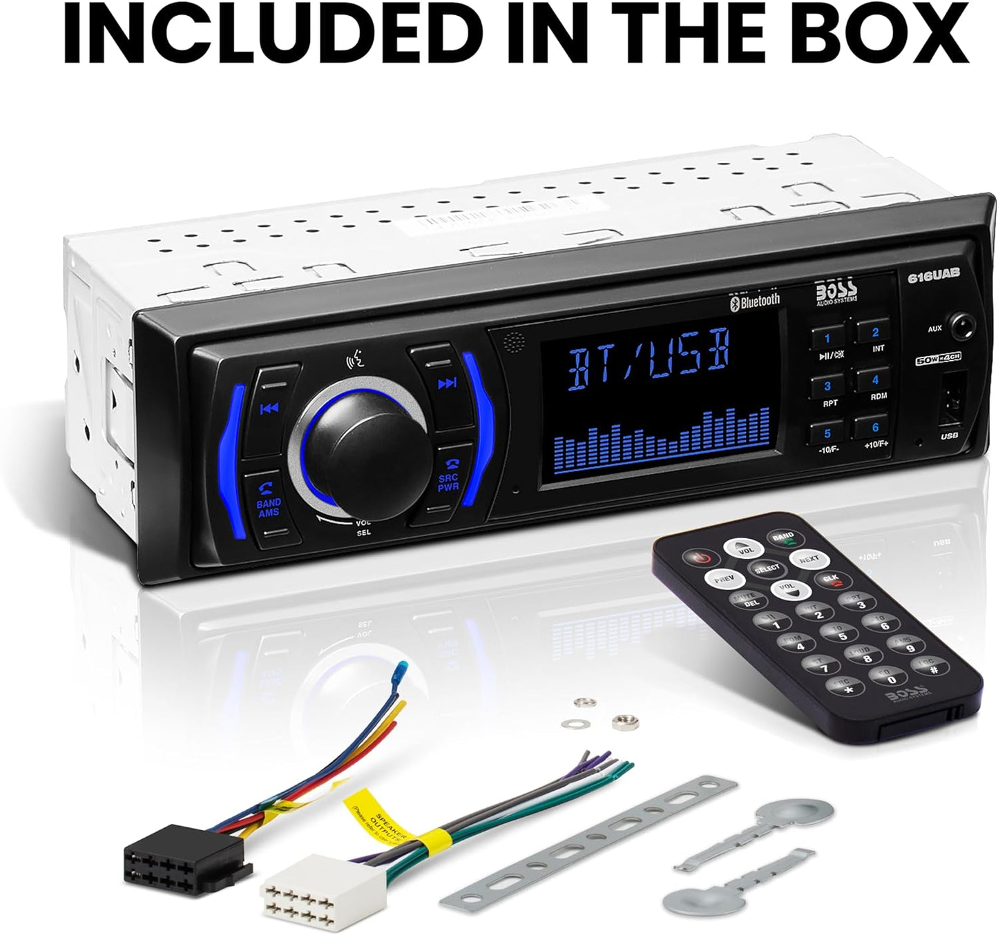 BOSS Audio Systems 616UAB Car Stereo With Bluetooth - Single DIN, MP3, USB, Aux-in, AM/FM, No CD DVD Player