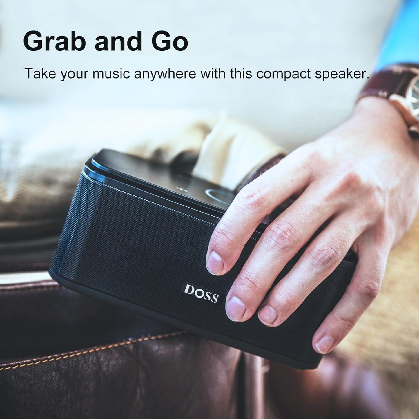 DOSS SoundBox Touch Wireless Bluetooth Speaker with 12W HD Sound and Bass, IPX5 Waterproof, 20H Playtime, Touch Control, Bluetooth 5.0, Handsfree, Speaker for Office, Home, Outdoor, Travel-Upgraded