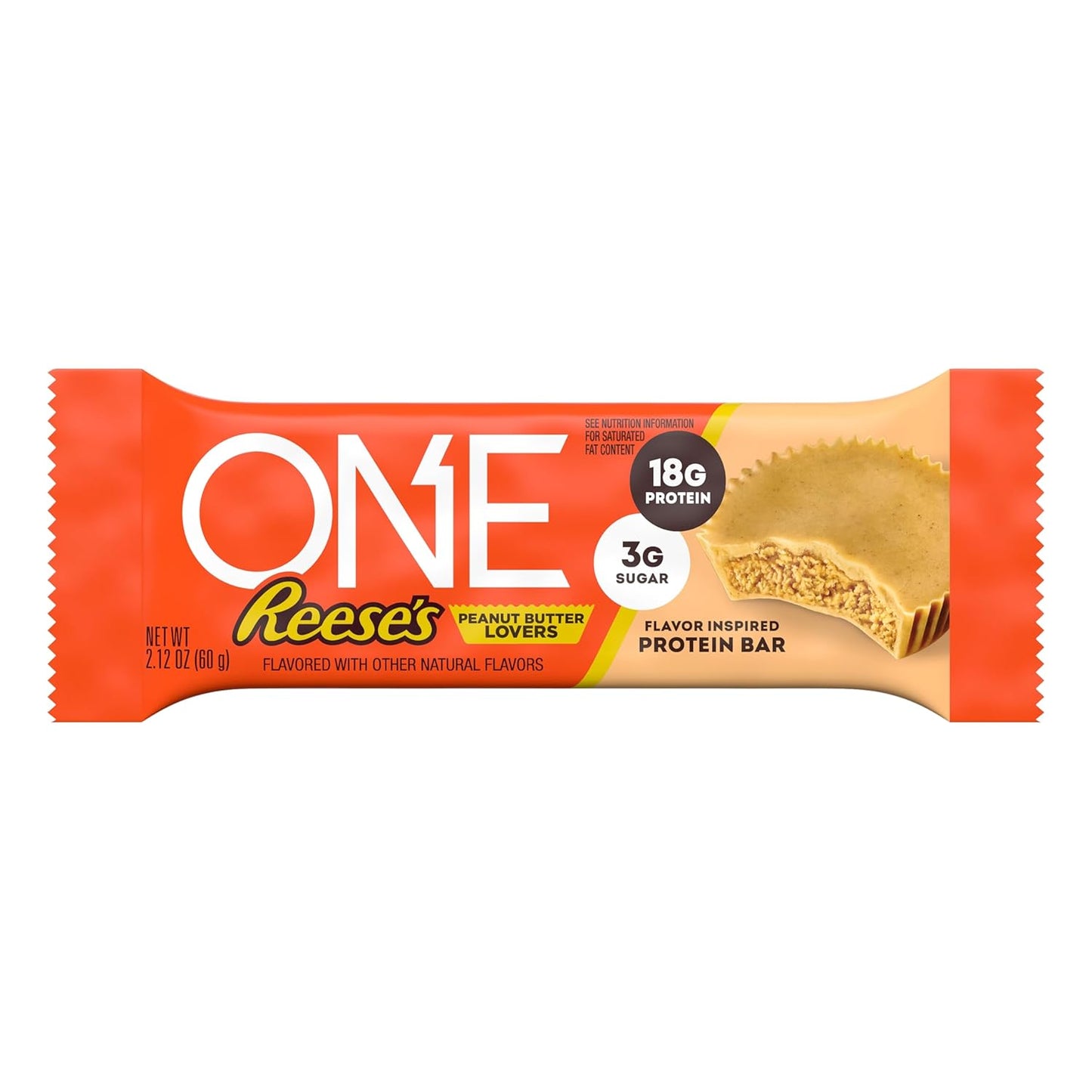 ONE Protein Bars, Reese's Peanut Butter Lovers, Gluten Free with 18g Protein and 3g Sugar, Pantry Staples, 2.12 oz (12 Count)