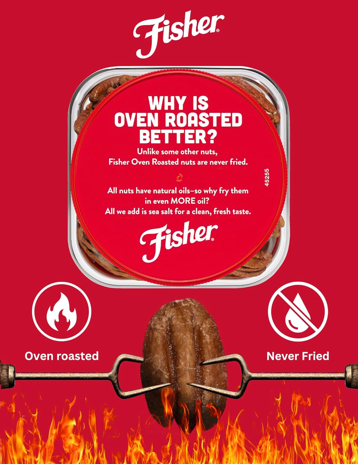 Fisher Oven Roasted Never Fried Mammoth Pecans, 17 Ounces (Pack of 1), Heart Healthy Snacks for Adults, Made with Sea Salt, No Added Oil or Artificial Ingredients , Gluten Free, Vegan Protein, Bulk