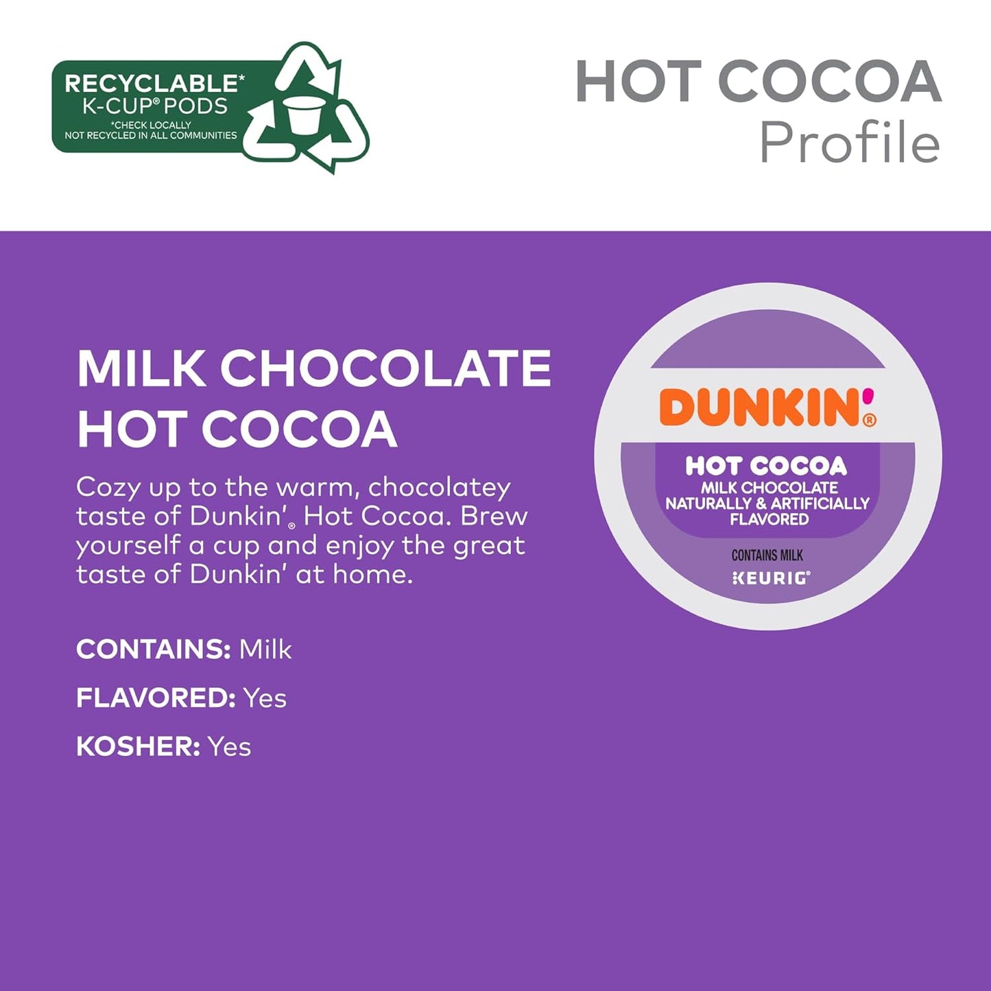 Dunkin' Donuts® Milk Chocolate Hot Cocoa Single-Serve K-Cup®, Box Of 22