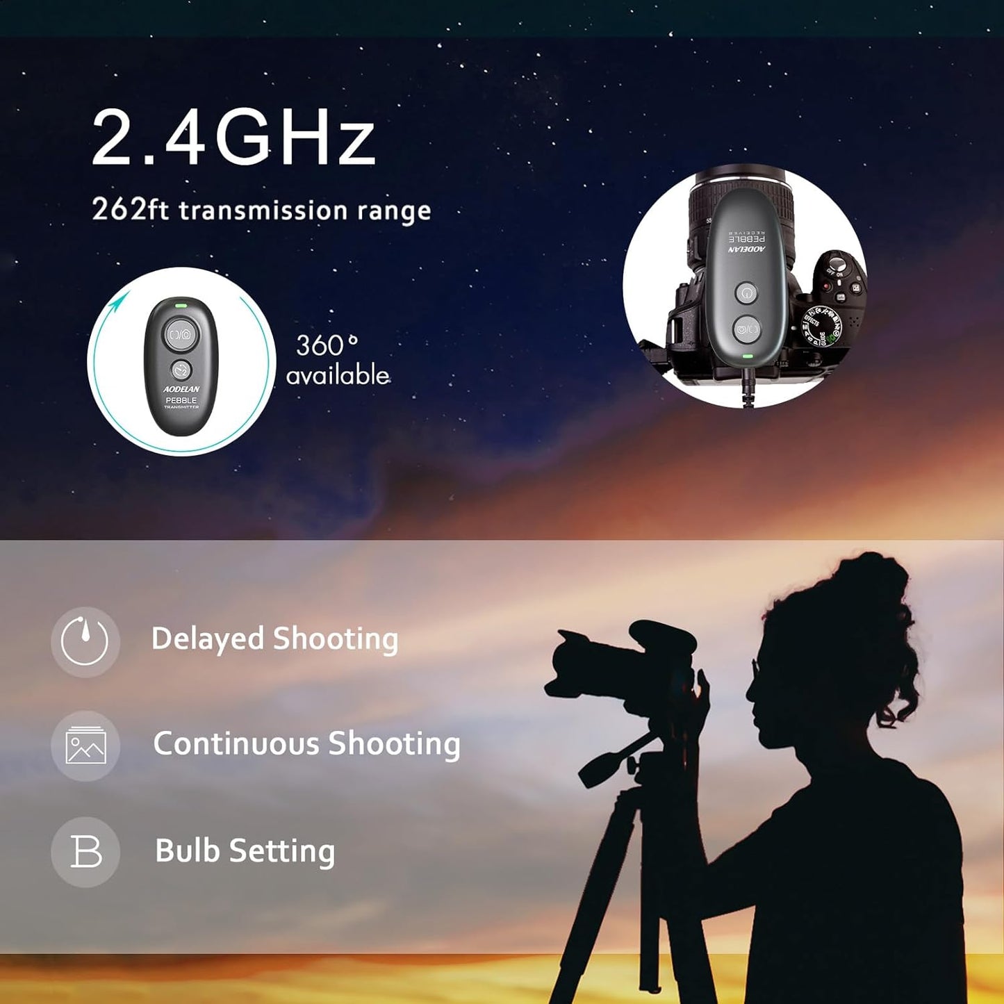 Camera Remote Control Wireless Shutter for Canon EOS RP, R6, ROS RP, Rebel T6, T7, T5, T3, SL2, 5D Mark II, 5d Mark iii, 5d Mark iv, 6D Mark II, 7d Mark ii, 7D Series, 5D Series; for Fujifilm X-T3
