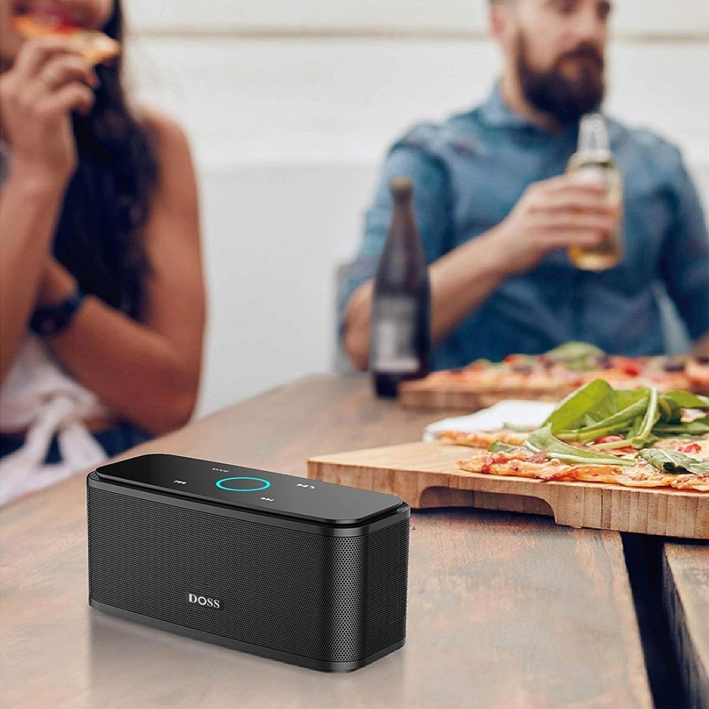 DOSS SoundBox Touch Wireless Bluetooth Speaker with 12W HD Sound and Bass, IPX5 Waterproof, 20H Playtime, Touch Control, Bluetooth 5.0, Handsfree, Speaker for Office, Home, Outdoor, Travel-Upgraded