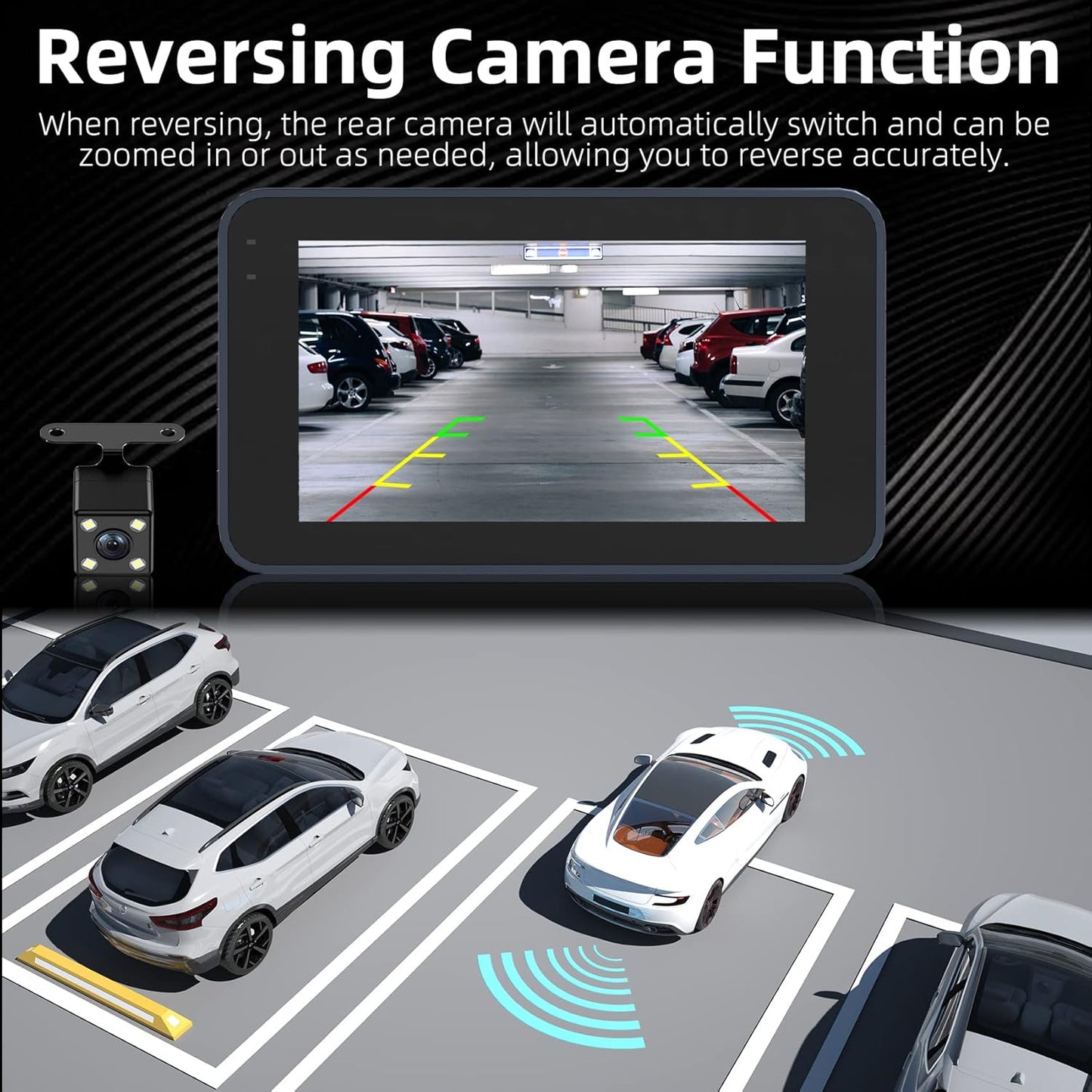 2K Dash Cam WiFi, Front and Rear Dash Camera for Cars Night Vision WDR Dashcam with 3 Inches, 170° Wide Angle, GPS Included, HD Screen Loop Recording, G-Sensor, Parking Monitor, with Free 32GB Card