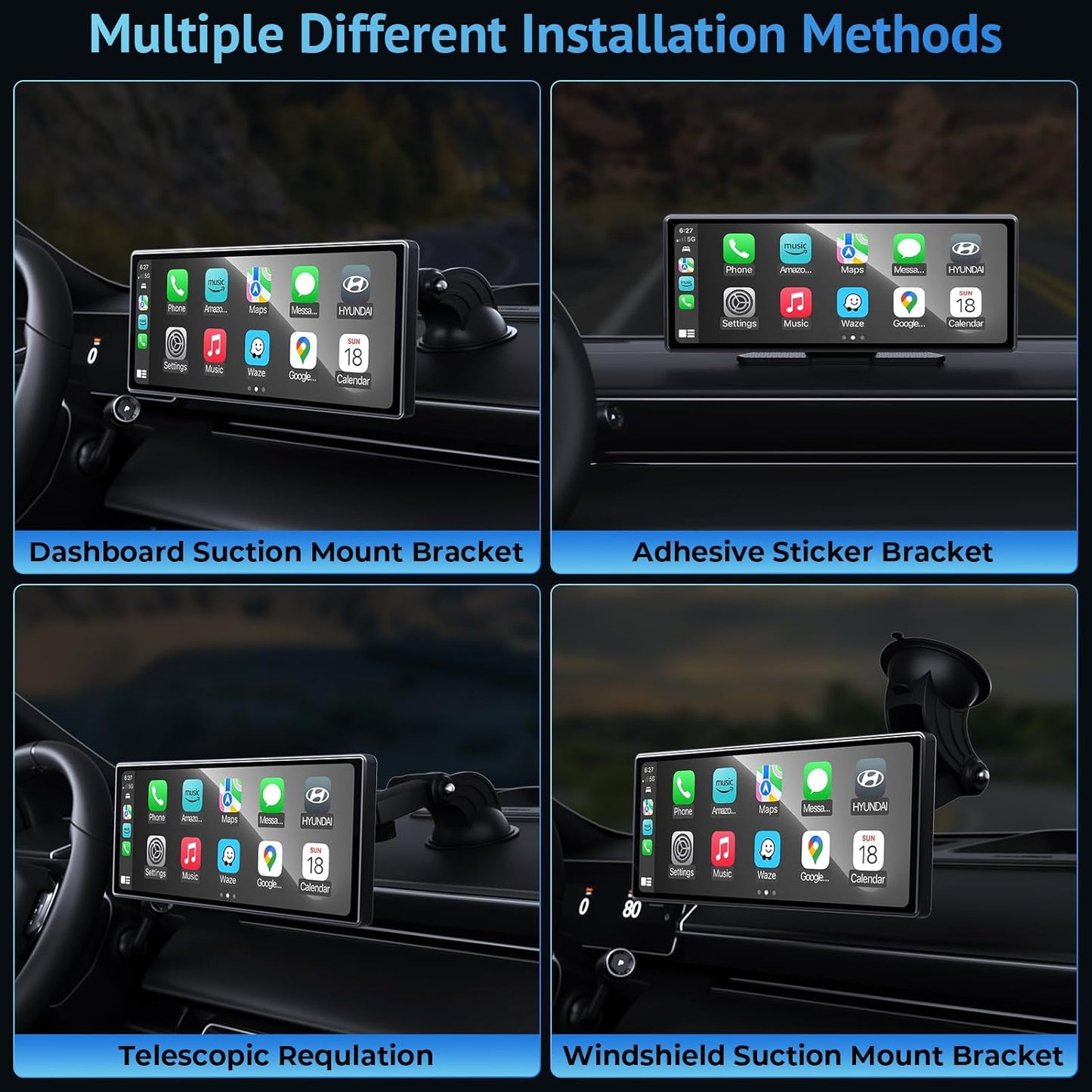 CarPlay Screen for Car Compatible with Apple Carplay & Android Auto,9.3" Portable Wireless Carplay Touchscreen with Phone Mirroring/Auto Brightness Adjust/Voice Control/Navigation/Bluetooth Car Stereo