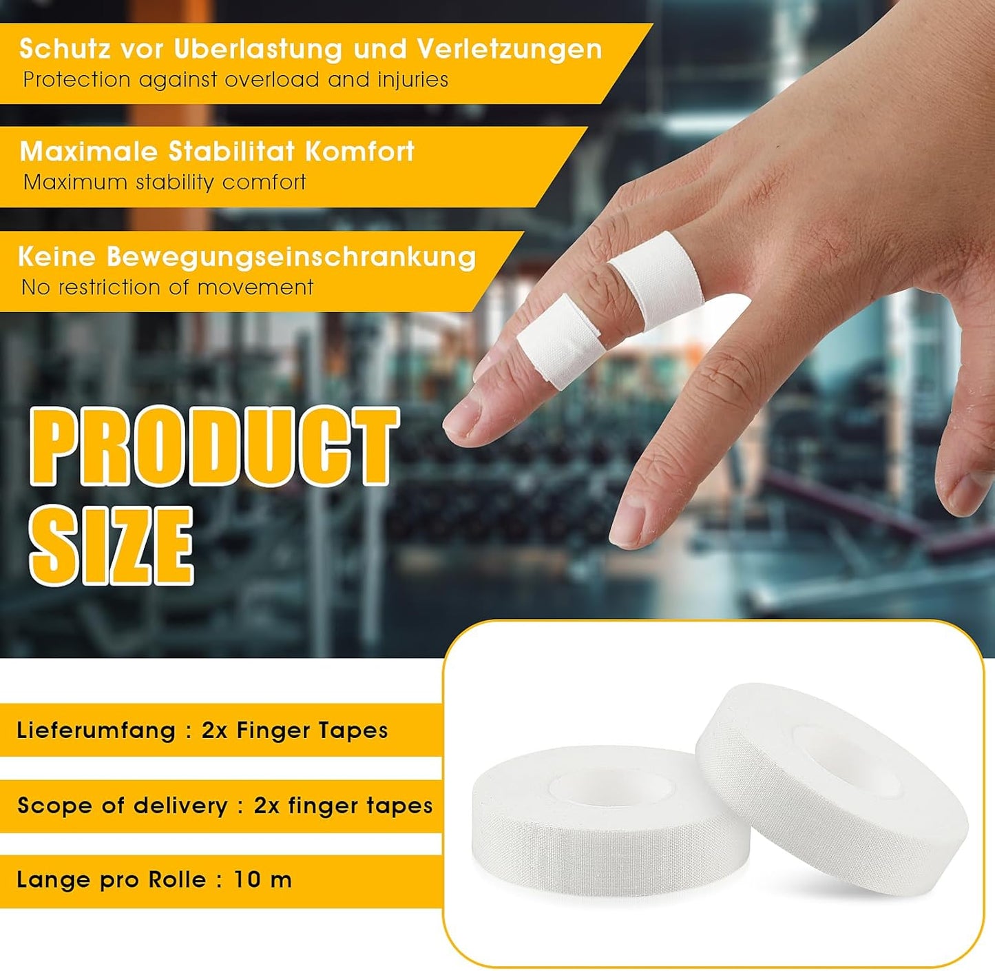 Finger Tape, White Extra Strong 0.6-Inch x 32-feet Athletic Tape for Fingers Feet Sweat Volleyball Finger Tape for Outdoor Sports Climbing Football (2)