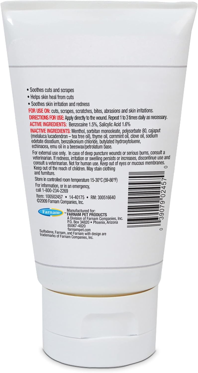 Sulfodene Dog Wound Care Ointment, Relieves Pain & Prevents Infection For Dog Cuts, Scrapes, Bites and Injuries, 2 Ounce