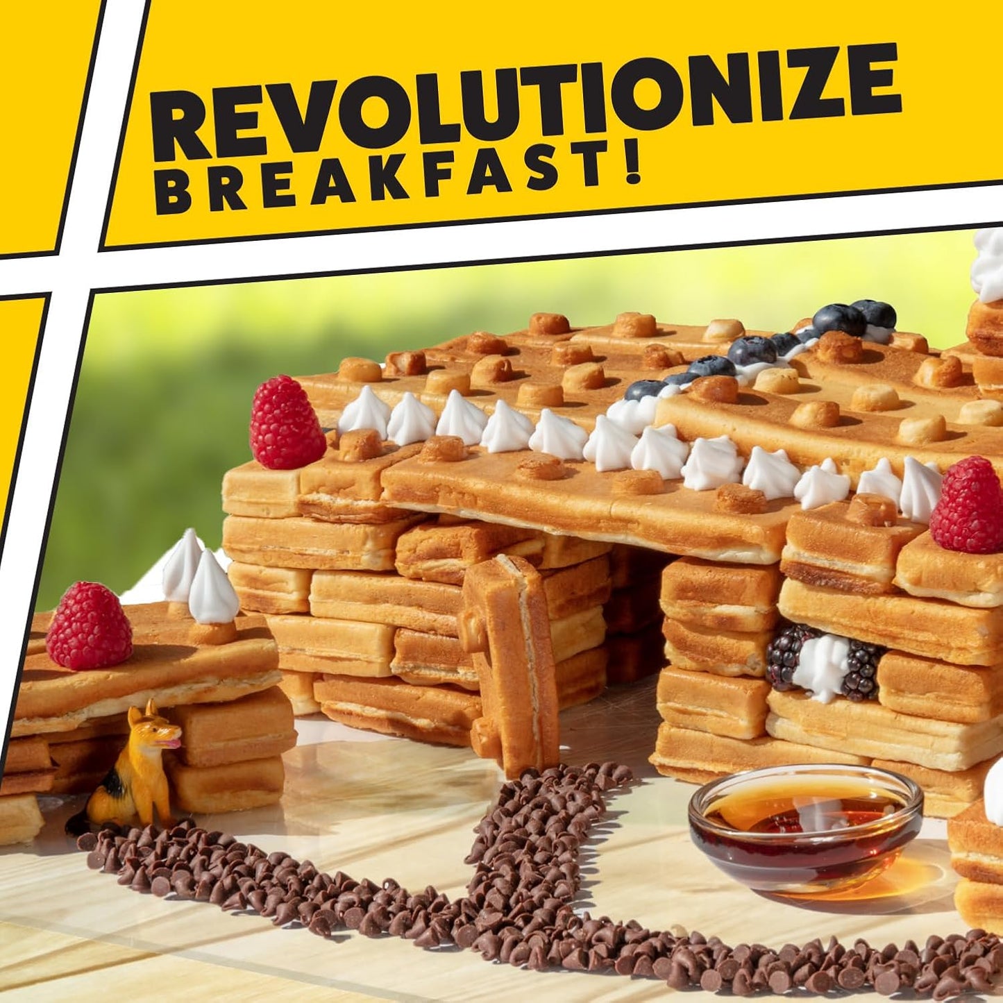 Building Brick Electric Waffle Maker- Cook Fun Buildable Waffles, Pancakes in Minutes- Build Gingerbread Houses, Cars & More Out of Stackable Waffles- Bite Sized for Kids, Nonstick Iron- Fun Xmas Gift